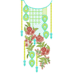 Designer Paisley Floral Neckline Embroidery Design | Stylish Kurti Gala Pattern