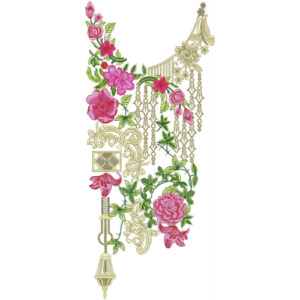 Designer Floral Side Neckline Embroidery Design | Elegant Kurti Gala Pattern with Hanging Chains