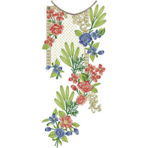 Multicolor Floral Side Neckline Embroidery Design | Stylish Kurti Gala Pattern