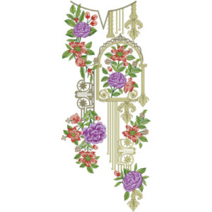 Elegant Floral Arch Neckline Embroidery Design | Designer Kurti Gala Pattern