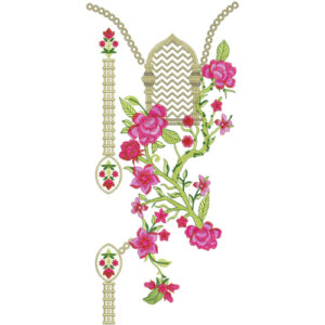Designer Floral Hanging Neckline Embroidery Design | Elegant Kurti Gala Pattern