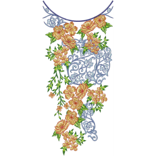 Elegant Multicolor Floral Neckline Embroidery Design | Designer Kurti Gala Pattern