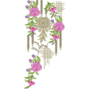 Elegant Floral Hanging Neckline Embroidery Design | Designer Kurti Gala Pattern