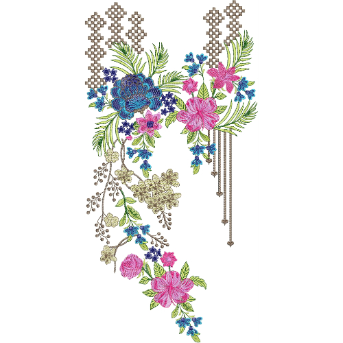 Multicolor Floral Designer Neckline Embroidery Design | Stylish Kurti Gala Pattern