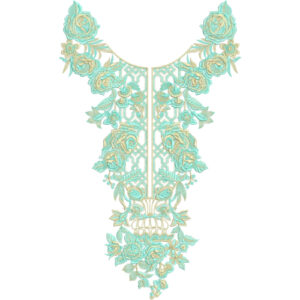 Luxury Turquoise Floral Neckline Embroidery Design | Designer Kurti Gala Pattern