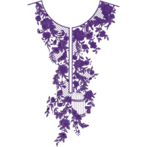 Elegant Purple Floral Neckline Embroidery Design | Designer Kurti Gala Pattern