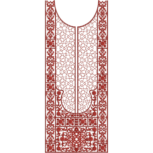 Traditional Red Neckline Embroidery Design | Classic Kurti Gala Pattern