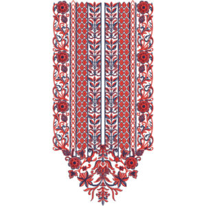 Traditional Red and Blue Long Neckline Embroidery Design | Kurti Gala Pattern