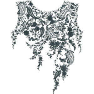 Vintage Paisley Floral Neckline Embroidery Design | Elegant Kurti Gala Pattern