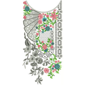 Designer Multicolor Floral Neckline Embroidery Design | Modern Kurti Gala Pattern