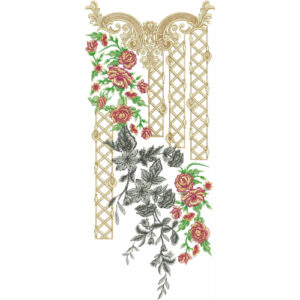 Luxury Gold Floral Neckline Embroidery Design | Elegant Rose Kurti Gala Pattern