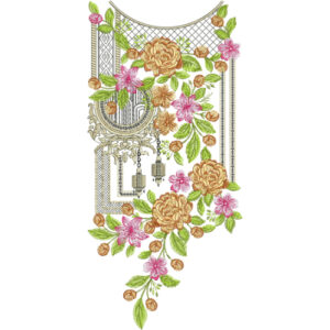 Elegant Floral Designer Neckline Embroidery Design | Luxury Kurti Gala Pattern