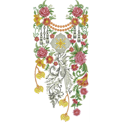 Luxury Floral Necklace Style Neckline Embroidery Design | Designer Kurti Gala Pattern