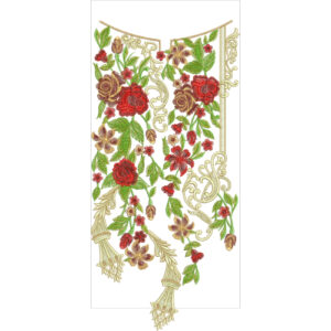 Luxury Red Rose Neckline Embroidery Design | Elegant Kurti Gala Embroidery Pattern