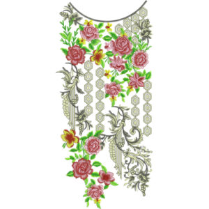 Elegant Floral Neckline Embroidery Design with Geometric Pattern | Designer Kurti Gala Pattern