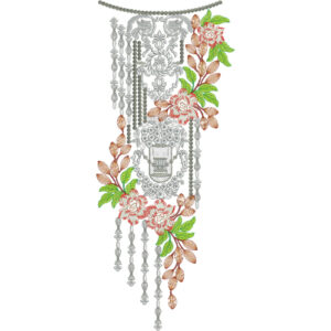 Luxury Floral Neckline Embroidery Design with Ornamental Hanging Details | Designer Kurti Gala Pattern