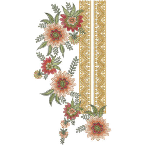 Elegant Floral Border Neckline Embroidery Design | Designer Kurti Gala Pattern