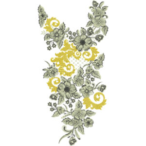 Elegant Gold & Grey Floral Neckline Embroidery Design | Designer Kurti Gala Pattern
