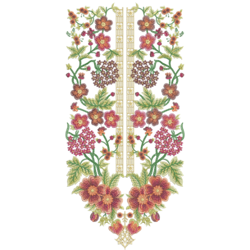 Symmetrical Floral Neckline Embroidery Design | Elegant Designer Kurti Gala Pattern