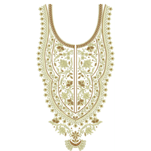 Royal Golden Zari Neckline Embroidery Design | Luxury Ethnic Kurti Gala Pattern