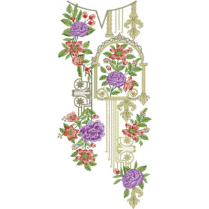 Mughal Floral Arch Neckline Embroidery Design for Kurti | Luxury Designer Gala Pattern for Women Ethnic Wear