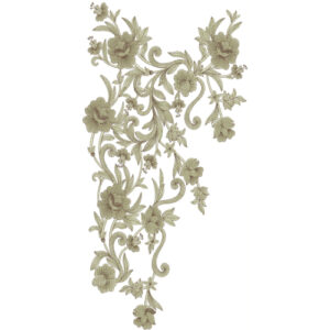 Elegant Monochrome Floral Neckline Embroidery Design with Vintage Leafy Vine Pattern