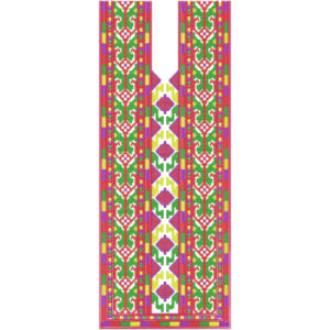 Colorful Traditional Geometric Neckline Panel Embroidery Design with Ethnic Pattern Borders