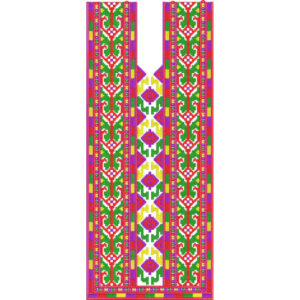 Traditional Geometric Folk Neckline Embroidery Design with Multicolor Ethnic Pattern
