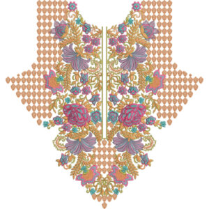 Colorful Floral Neckline Embroidery Design for Kurti & Dress