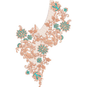 Elegant V-Neck Floral Embroidery Design for Kurti