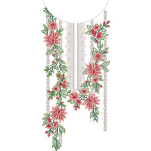 Elegant Floral V-Neck Panel Embroidery Design for Women Kurti