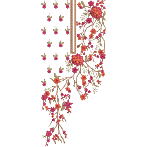 Elegant Floral Branch Neckline Embroidery Design for Women Kurti