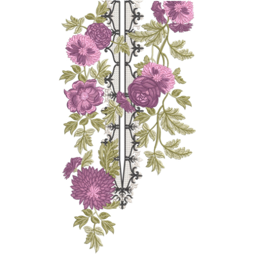 Elegant Purple Floral Panel Neckline Embroidery Design for Women Kurti