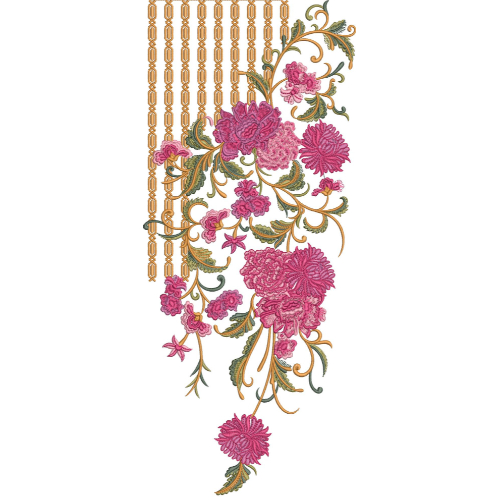 Elegant Floral Chain Neckline Embroidery Design for Women Kurti