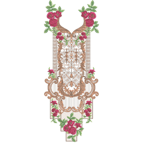 Luxury Ornamental Floral Neckline Embroidery Design for Women Kurti