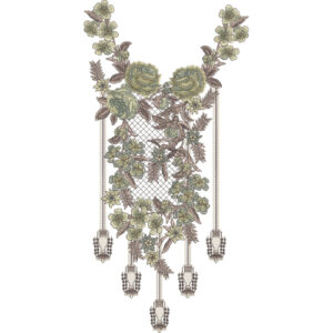 Elegant Vintage Floral Hanging Neckline Embroidery Design for Women Kurti