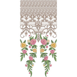 Luxury Ornamental Floral Panel Neckline Embroidery Design for Women Kurti