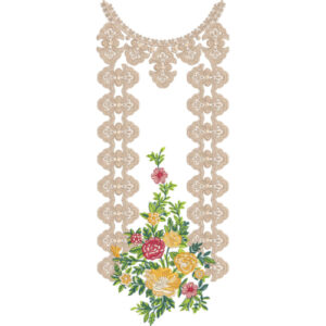 Luxury Ornamental Floral Panel Neckline Embroidery Design for Women Kurti