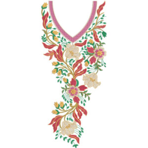 Elegant Floral V-Neckline Embroidery Design for Women Kurti