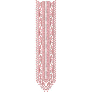 Elegant Long V-Panel Neckline Embroidery Design with Delicate Vintage Border