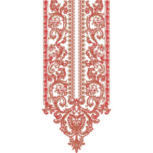 Royal Baroque Long Neckline Embroidery Design with Ornamental Vintage Pattern