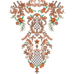 Royal Copper Floral Ornamental Neckline Embroidery Design for Luxury Kurti