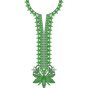 Classic Green Beaded Vine Straight Neckline Embroidery Design