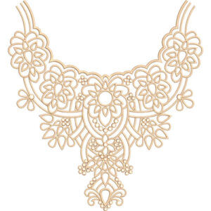 Luxury Cutwork Style Floral Neckline Embroidery Design with Elegant Symmetrical Ornament Pattern