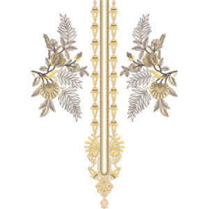 Elegant Gold Floral Neckline Embroidery Design for Luxury Women Dresses