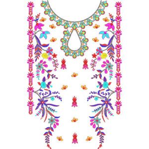 Colorful Traditional Floral Neckline Embroidery Design for Kurti and Ethnic Wear
