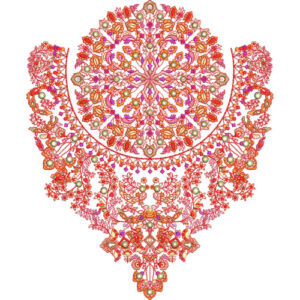 Royal Heavy Floral Neckline Embroidery Design with Intricate Mandala Pattern for Bridal Wear