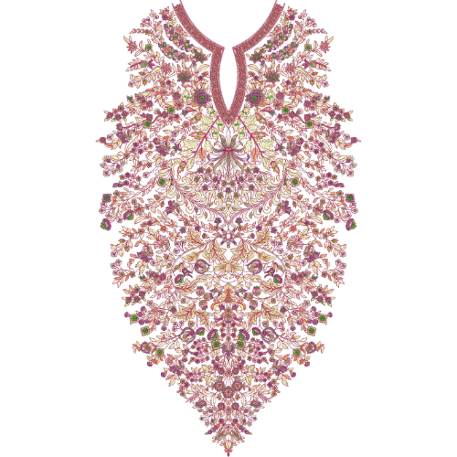 Luxury Heavy Floral Full Front Neckline Embroidery Design for Bridal and Formal Dresses