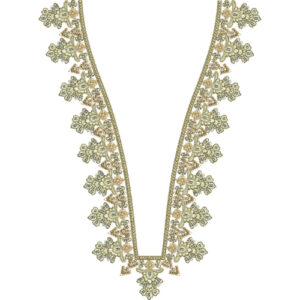 Elegant Golden V-Neck Floral Border Embroidery Design for Traditional and Formal Wear