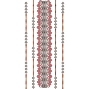 Elegant Vertical Border Neckline Embroidery Design with Floral and Geometric Pattern
